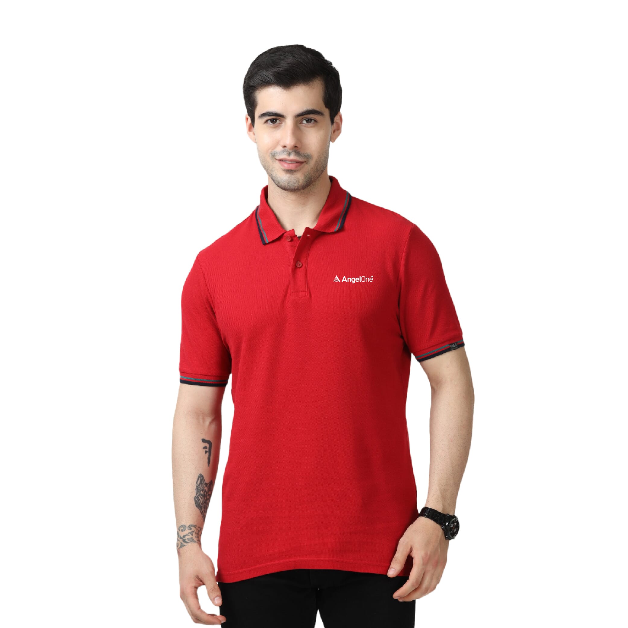 Marks & Spencer Polo T-shirt Tipping-Red with Blue